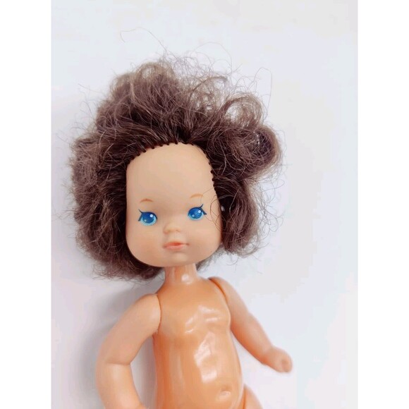 Vintage 1976 Vintage Heart Family Baby Toddler Doll? Mattel Brown Wavy Hair 4.5" - Picture 5 of 15